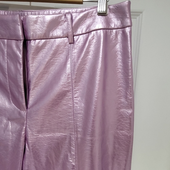NWT 7 For All Mankind Women's Faux Leather Liquid Foil  Metallic Pants Size L - Picture 5 of 16